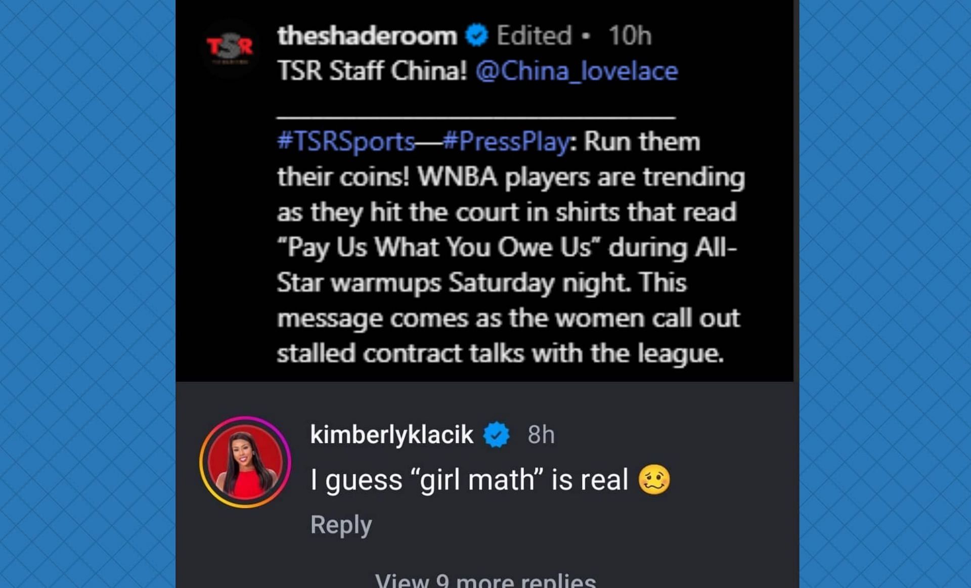 Kimberly Klacik's IG comment (via @theshaderoom/Instagram)